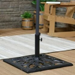 Sunnydaze Decor Sunnydaze Outdoor Heavy-Duty Cast Iron Decorative Imperial Geometric Design Square Patio Umbrella Base - 16" - Black -Deals Patio Umbrellas Store unnamed file 1000
