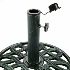 Sunnydaze Decor Sunnydaze Outdoor Heavy-Duty Cast Iron Decorative Design Patio Yard Round Umbrella Base Stand - 17" - Green -Deals Patio Umbrellas Store unnamed file 1003