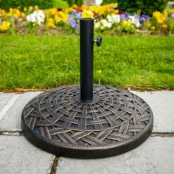 Kerubo Round Double Lattice Weave Umbrella Stand - Antique Bronze Saracina Home -Deals Patio Umbrellas Store unnamed file 1006