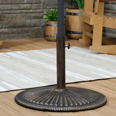 Sunnydaze Decor Sunnydaze Outdoor Heavy-Duty Cast Iron Decorative Ridged Design Round Patio Umbrella Base Stand - 22" - Bronze 5 Sunnydaze Decor Sunnydaze Outdoor Heavy-Duty Cast Iron Decorative Ridged Design Round Patio Umbrella Base Stand - 22" - Bronze - Image 3