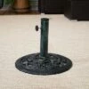 Sunnydaze Decor Sunnydaze Outdoor Heavy-Duty Cast Iron Decorative Rose Blossom Design Patio Yard Round Umbrella Base Stand - 16" - Green