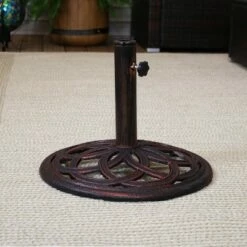 Sunnydaze Decor Sunnydaze Outdoor Heavy-Duty Cast Iron Celtic Knot Design Patio Yard Round Umbrella Base Stand - 17" - Bronze
