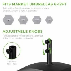 Best Choice Products Fillable Mobile Umbrella Base Heavy Duty Market Stand w/ 4 Wheels, 2 Locks, 2 Knobs, 123lb Capacity -Deals Patio Umbrellas Store unnamed file 1128