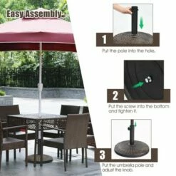 Costway 22 lbs Round Resin Patio Umbrella Base Stand Holder w/ Adjustable Knob -Deals Patio Umbrellas Store unnamed file 1148