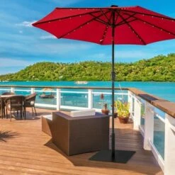 Costway 40 LBS Square Umbrella Base Stand Weighted Patio Market Umbrellas Black -Deals Patio Umbrellas Store unnamed file 1157