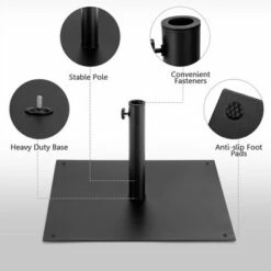 Costway 40 LBS Square Umbrella Base Stand Weighted Patio Market Umbrellas Black -Deals Patio Umbrellas Store unnamed file 1160