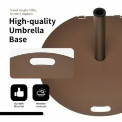 Costway Patio 50LBS Umbrella Base Market Umbrella Stand Wheels Handle Brown -Deals Patio Umbrellas Store unnamed file 1175
