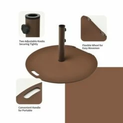 Costway Patio 50LBS Umbrella Base Market Umbrella Stand Wheels Handle Brown -Deals Patio Umbrellas Store unnamed file 1176