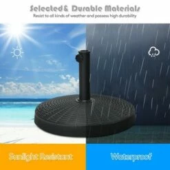 Costway 49 lbs Round Resin Patio Umbrella Base Stand Holder w/ Adjustable Knob -Deals Patio Umbrellas Store unnamed file 1191