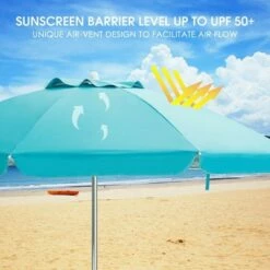 Costway 6.5FT Patio Beach Umbrella Sun Shade Tilt W/Carry Bag Blue -Deals Patio Umbrellas Store unnamed file 12