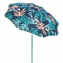 SlumberTrek 3053261VMI Moda Outdoor Adjustable Height Push Button Tilt Umbrella with Carrying Bag for the Beach or Picnics, Coral Leaf Print