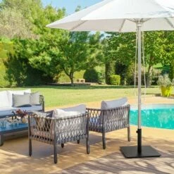 Costway 36LBS Square Umbrella Base Stand Weighted Patio Market Umbrellas Black -Deals Patio Umbrellas Store unnamed file 1226