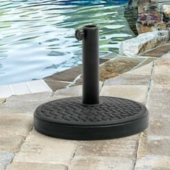 28.58lbs Outdoor Concrete/Cement Filled Umbrella Base for Market Umbrella Black - Crestlive Products