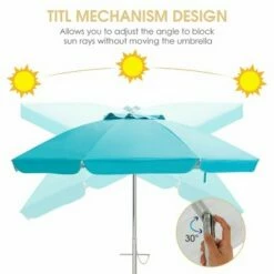 Costway 6.5FT Patio Beach Umbrella Sun Shade Tilt W/Carry Bag Blue -Deals Patio Umbrellas Store unnamed file 13