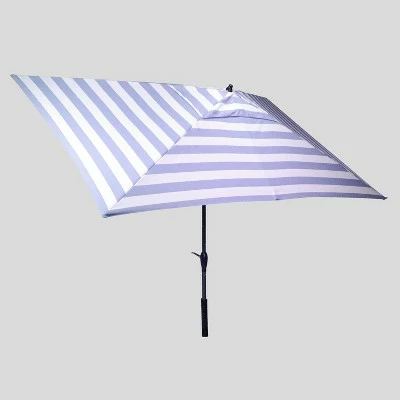 10' x 6' Rectangular Cabana Stripe Patio Umbrella - Light Wood Pole - Threshold 3 10' x 6' Rectangular Cabana Stripe Patio Umbrella - Light Wood Pole - Threshold