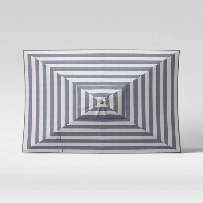 10' x 6' Rectangular Cabana Stripe Patio Umbrella - Light Wood Pole - Threshold 5 10' x 6' Rectangular Cabana Stripe Patio Umbrella - Light Wood Pole - Threshold - Image 3