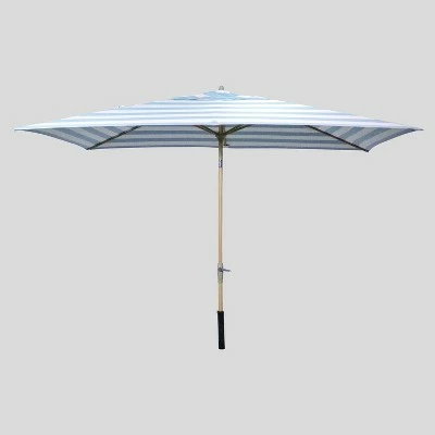 10' x 6' Rectangular Cabana Stripe Patio Umbrella - Light Wood Pole - Threshold 10 10' x 6' Rectangular Cabana Stripe Patio Umbrella - Light Wood Pole - Threshold - Image 8