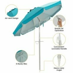 Costway 6.5FT Patio Beach Umbrella Sun Shade Tilt W/Carry Bag Blue -Deals Patio Umbrellas Store unnamed file 14