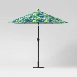 9' Patio Umbrella DuraSeason Fabric™ Banana Leaf - Black Pole - Threshold™