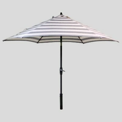 9' Round Cabana Stripe Patio Umbrella - Black Pole - Threshold 5 9' Round Cabana Stripe Patio Umbrella - Black Pole - Threshold - Image 3