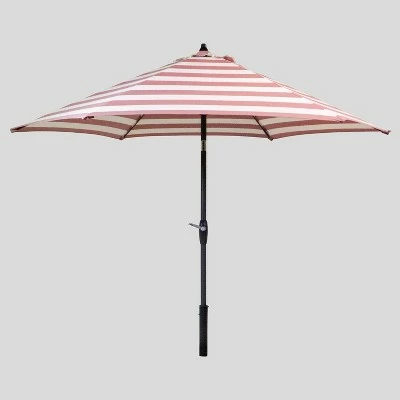 9' Round Cabana Stripe Patio Umbrella - Black Pole - Threshold 7 9' Round Cabana Stripe Patio Umbrella - Black Pole - Threshold - Image 5