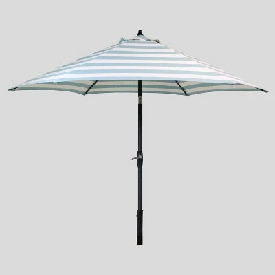 9' Round Cabana Stripe Patio Umbrella - Black Pole - Threshold 9 9' Round Cabana Stripe Patio Umbrella - Black Pole - Threshold - Image 7