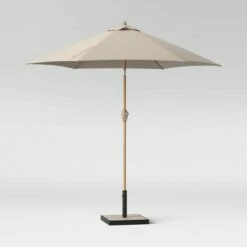 9' Round Patio Umbrella - Light Wood Pole - Threshold™ Taupe -Deals Patio Umbrellas Store unnamed file 1544