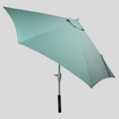 9' Round City Geo Patio Umbrella DuraSeason Fabric™ Smoke Green - Ash Pole - Project 62™