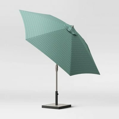 9' Round City Geo Patio Umbrella DuraSeason Fabric™ Smoke Green - Ash Pole - Project 62™ 4 9' Round City Geo Patio Umbrella DuraSeason Fabric™ Smoke Green - Ash Pole - Project 62™ - Image 2