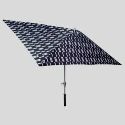 10' x 6' Rectangular Spaced Stripe Patio Umbrella DuraSeason Fabric™ Black - Ash Pole - Project 62™