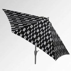 9' Round Spaced Stripe Patio Umbrella DuraSeason Fabric™ Black - Ash Pole - Project 62™
