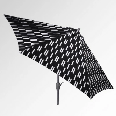9' Round Spaced Stripe Patio Umbrella DuraSeason Fabric™ Black - Ash Pole - Project 62™ 3 9' Round Spaced Stripe Patio Umbrella DuraSeason Fabric™ Black - Ash Pole - Project 62™