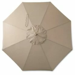 Smith & Hawken 8.9' x 8.9' Round Sunbrella® Umbrella - Canvas Heather Beige - Light Wood Finish - Smith & Hawken™