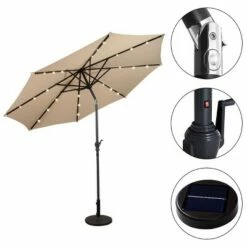 Costway 10ft Patio Solar Umbrella LED Patio Market Steel Tilt w/ Crank Outdoor Beige -Deals Patio Umbrellas Store unnamed file 1660