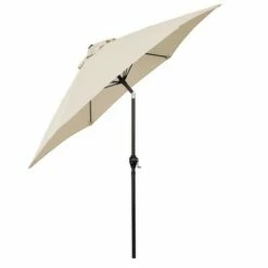 9' Aluminum Market Patio Umbrella with Crank Lift and Push Button Tilt - Astella Antique Beige