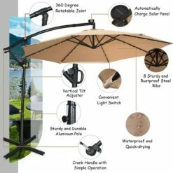 Costway 10FT Patio Umbrella Solar Powered LED 360degrees Rotation Beige -Deals Patio Umbrellas Store unnamed file 1689