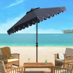 9' Venice Auto Tilt Crank Umbrella - Safavieh Navy