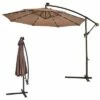 Costway 10' Hanging Solar LED Umbrella Patio Sun Shade Offset Market W/Base Tan