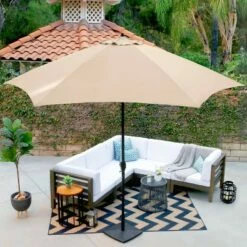 11" Aluminum Market Polyester Umbrella with Crank Lift - Astella Green -Deals Patio Umbrellas Store unnamed file 1733