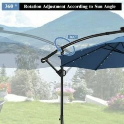 Costway 10FT Patio Offset Umbrella Solar Powered LED 360Degree Rotation Aluminum Blue -Deals Patio Umbrellas Store unnamed file 1787