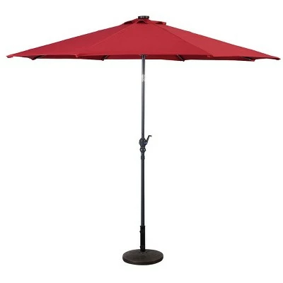 Costway 10ft Patio Solar Umbrella LED Patio Market Steel Tilt W/ Crank (Burgundy) 8 Costway 10ft Patio Solar Umbrella LED Patio Market Steel Tilt W/ Crank (Burgundy) - Image 6