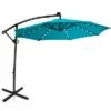 Costway 10FT Patio Offset Umbrella Solar Powered LED 360Degree Rotation Aluminum Turquoise