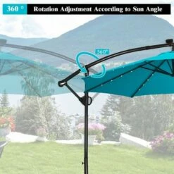 Costway 10FT Patio Offset Umbrella Solar Powered LED 360Degree Rotation Aluminum Turquoise -Deals Patio Umbrellas Store unnamed file 1803