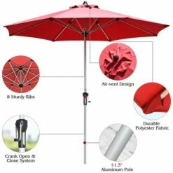 Costway 9' Patio Market Umbrella Outdoor Table Aluminum Crank W/8 Rib -Deals Patio Umbrellas Store unnamed file 1813