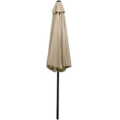 Sunnydaze Decor Sunnydaze Outdoor Aluminum Patio Table Umbrella with Polyester Canopy and Push Button Tilt and Crank - 9' - Beige 9 Sunnydaze Decor Sunnydaze Outdoor Aluminum Patio Table Umbrella with Polyester Canopy and Push Button Tilt and Crank - 9' - Beige - Image 7