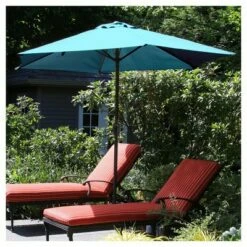 9' Aluminum Patio Umbrella with Auto Crank - Pure Garden Blue