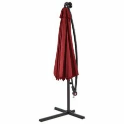 Costway 10' Hanging Solar LED Umbrella Patio Sun Shade Offset Market W/Base Burgundy -Deals Patio Umbrellas Store unnamed file 1880