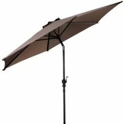 Costway 10FT Patio Umbrella 6 Ribs Market Steel Tilt W/ Crank Outdoor Garden Tan