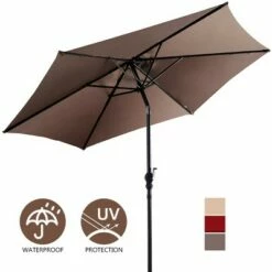 Costway 10FT Patio Umbrella 6 Ribs Market Steel Tilt W/ Crank Outdoor Garden Tan -Deals Patio Umbrellas Store unnamed file 1922