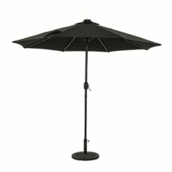 Island Umbrella 9' Mirage II Fiesta Market Patio Umbrella with Solar LED Tube Lights Champagne/taupe